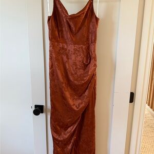 Lulu's Terracotta Satin Maxi Dress
